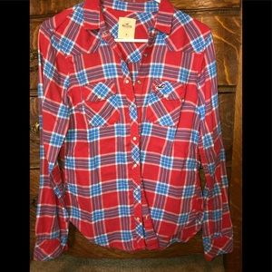 Hollister Plaid Button Up Long Sleeve